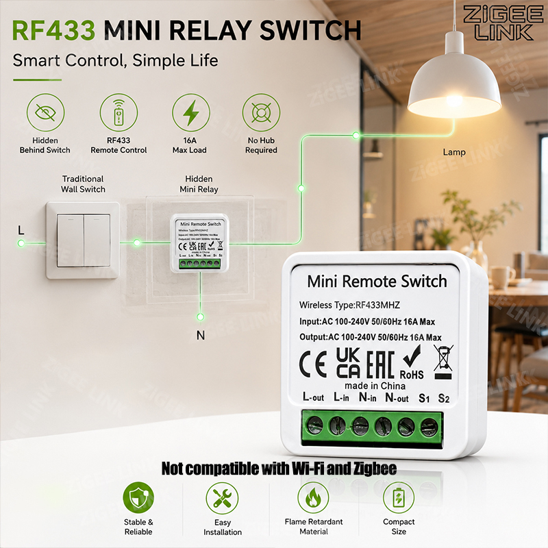 RF433MHz 16A Mini Smart Relay  - đánh giá và giá Diy Home Automation System