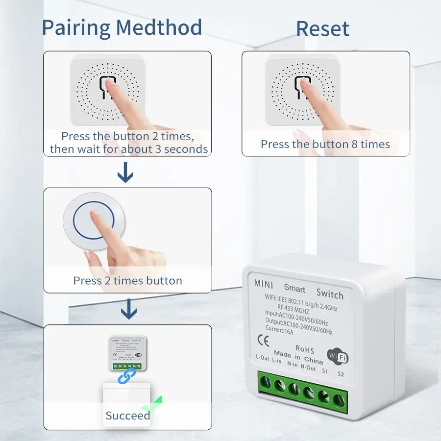 Tuya WiFi Smart Switch 16A RF4 - đánh giá và giá Sonoff Basic Switch